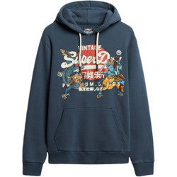 Superdry D1 Ovin TOKYO VL Graphic Hoodie Ανδρικό Αθλητικό Φούτερ με Κουκούλα Πετρόλ M2013702A-62V