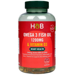 Holland & Barrett Omega 3 Fish Oil & Vitamin D3 Ιχθυέλαιο 1200mg 120 Ταμπλέτες