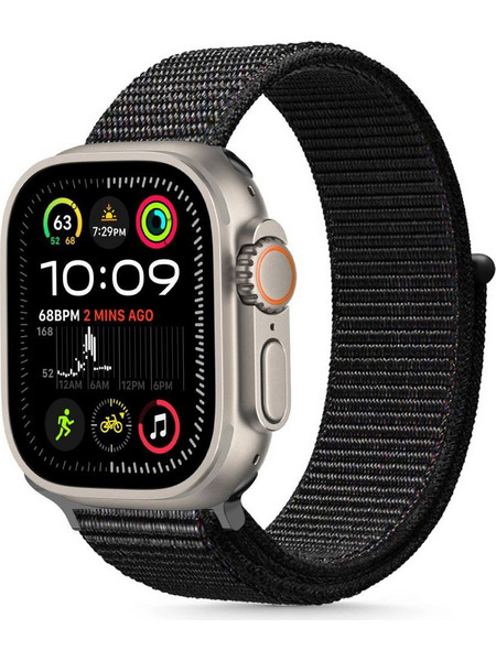 Tech-Protect Nylon Λουράκι Υφασμάτινο Black (Apple Watch 42 / 44 / 45 / 46 / 49mm)