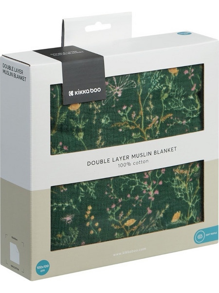 KikkaBoo Secret Garden Πάνα Αγκαλιάς από Μουσελίνα Πράσινη 100x100cm