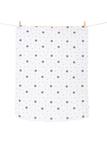 Jukki Stars Πάνα Αγκαλιάς από Μουσελίνα Λευκή Γκρι 80x70cm