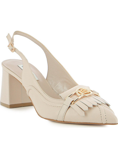 Guy Laroche Γόβες Slingback Δερμάτινες με Χοντρό Χαμηλό Τακούνι Εκρού 593-70
