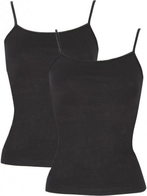 Minerva Βαμβακερά Γυναικεία Φανελάκια με Τιράντα Σετ 2Pack Μαύρα 90-92201-045