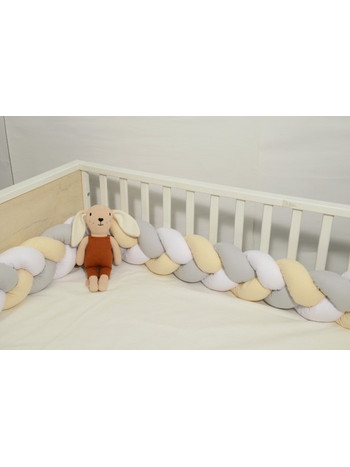 Baby Oliver Des 3145 Πάντα Κούνιας Πλεξούδα Λευκό Κίτρινο Γκρι 20x200cm