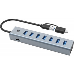 Conceptronic HUBBIES21G USB Hub 3.0 USB-A με 7 Θύρες USB-A & Εξωτερική Παροχή Ρεύματος