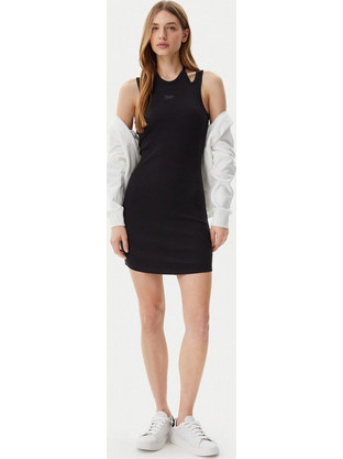 Tommy Jeans Mini Καλοκαιρινό Καθημερινό Φόρεμα Ριπ Μαύρο DW0DW20331-BDS
