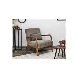 Home Deco Πολυθρόνα Βελούδινη Καφέ Γκρι HD0348