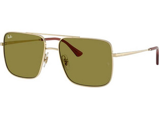 Ray-Ban RB3758 9213 Ανδρικά Γυαλιά Ηλίου Τετράγωνα Μεταλλικά Χρυσά με Πράσινο Φακό