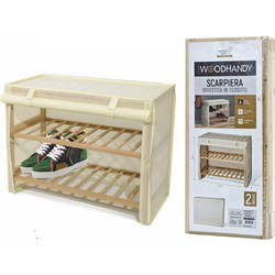 ArteLibre Παπουτσοθήκη Ξύλινη Woodhandy Μπεζ M63xΠ27.5xY49cm 2 τεμ 06512598
