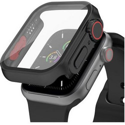 AHAstyle WG115 Πλαστική Θήκη Tempered Glass για Apple Watch 7 / 8 / 9 45mm Μαύρη