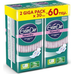 EveryDay Hyperdry Normal Ultra Plus Σερβιέτες με Φτερά για Κανονική Ροή 5 Σταγόνες 2x30τμχ