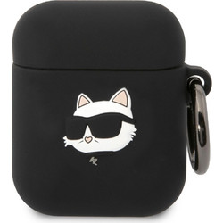 Karl Lagerfeld 3D Logo NFT Choupette Head Θήκη Σιλικόνης με Γάντζο για Apple AirPods 1 / 2 Μαύρη