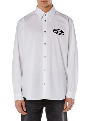 Diesel Ανδρικό Πουκάμισο Βαμβακερό Μακρυμάνικο Κανονική Γραμμή Λευκό S25A146340PCAL
