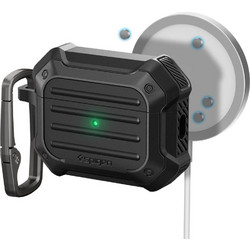Spigen Tough Armor MagSafe Θήκη Σιλικόνης με Γάντζο για Apple AirPods Pro 1 / 2 Μαύρη Πολύχρωμη