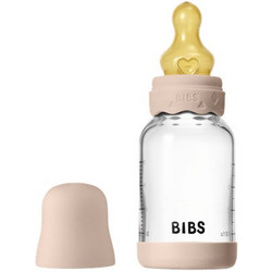 BIBS Γυάλινο Μπιμπερό με Θηλή Καουτσούκ κατά των Κολικών 0+ Μηνών Blush 120ml