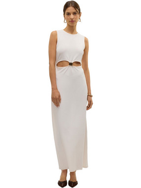 Vero Moda Midi Καλοκαιρινό Καθημερινό Φόρεμα Εκρού 10327497
