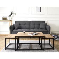 Home Deco Seattle Τραπεζάκια Ζιγκόν Σαλονιού Ορθογώνια Ξύλινα με Μεταλλική Βάση 3τμχ Μ90xΠ50xΥ45cm HD6579