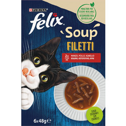 Purina Felix Soups Filetti with Beef, Chicken & Lamb in Broth 6x48gr