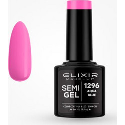 Elixir Semigel 1296 Aqua Blue Ημιμόνιμο Βερνίκι Νυχιών 8ml