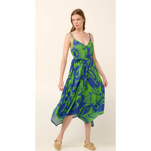 Vamp Midi Καλοκαιρινό Βραδινό Φόρεμα Μεταξωτό Royal Blue 22423