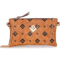 Lovely Handmade Γυναικείο Τσαντάκι Χιαστί από Δερματίνη Ταμπά με Αλυσίδα 17NM-SI-10