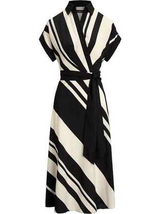Lauren Ralph Lauren Midi Καλοκαιρινό Βραδινό Φόρεμα Κρουαζέ Εκρού Μαύρο 250963463001-101
