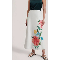 Ted Baker Μακριά Φούστα Σατέν Ψηλόμεση Κλος Floral Λευκή 280684
