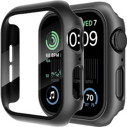 Techsuit Defense360 Pro Πλαστική Θήκη Tempered Glass για Apple Watch 4 / 5 / 6 / SE 44mm Μαύρη
