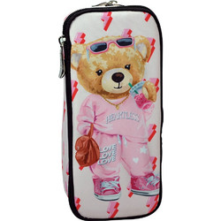 Back Me UP Bear Κασετίνα Λευκή Ροζ 357-24141