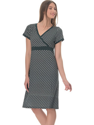 PNN Nightwear Midi Καλοκαιρινό Καθημερινό Φόρεμα Κρουαζέ Κυπαρισσί 0233-0006