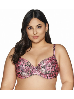 Ava Bikini Top με Ενίσχυση Animal Print Ροζ SK216