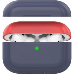 AHAstyle DuoTone Θήκη Σιλικόνης για Apple AirPods Pro 1 Navy Μπλε Κόκκινη
