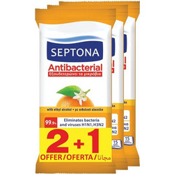 Septona Αντισηπτικά Μαντηλάκια Χεριών Πορτοκάλι 3x15τμχ