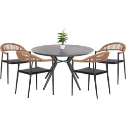 HomeMarkt Berg Σετ Τραπεζαρία Κήπου Αλουμίνιο 5τμχ Γκρι HM21134