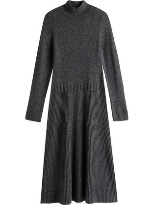 Tommy Hilfiger Midi Καθημερινό Φόρεμα Πλεκτό Ανθρακί WW0WW47303-P4E