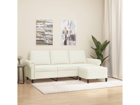 vidaXL Τριθέσιος Καναπές Βελούδινος Λευκός 212x77x80cm 3201223