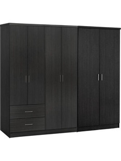 HomeMarkt Εξάφυλλη Ντουλάπα Ρούχων Blakely Zebrano Μαύρη 201x43x181cm HM21235.01