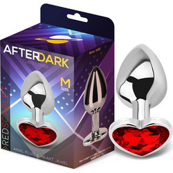 LateToBed Afterdark Heart Πρωκτική Σφήνα Diamond Plug 8cm Ασημί Κόκκινη AD-240
