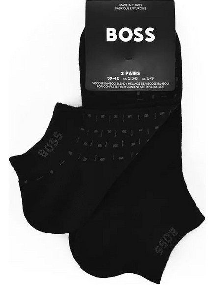Hugo Boss Bamboo Ανδρικές Κάλτσες Κοντές με Σχέδια Μαύρες 2Pack 50537524-001