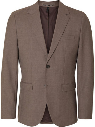 Selected Χειμερινό Ανδρικό Blazer Υφασμάτινο με Κανονική Εφαρμογή Καφέ 16098276