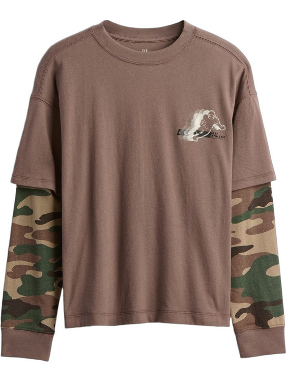 Gap Παιδικό T-Shirt Μακρυμάνικο Καφέ 817493001