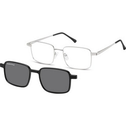 Sunoptic MC-93A Ανδρικός Σκελετός Γυαλιών Οράσεως με Clip-On Μεταλλικός Ασημί