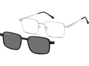 Sunoptic MC-93A Ανδρικός Σκελετός Γυαλιών Οράσεως με Clip-On Μεταλλικός Ασημί