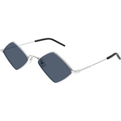 Saint Laurent SL302 012 Γυναικεία Γυαλιά Ηλίου Πολυγωνικά Μεταλλικά Ασημί με Μπλε Φακό