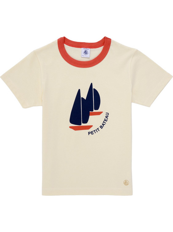Petit Indi Παιδικό T-Shirt Κοντομάνικο Μπεζ Κόκκινο A0CYR-01