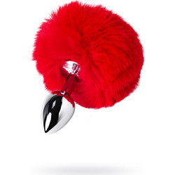 ToyFa Faux Fur Πρωκτική Σφήνα 13cm Ασημί Κόκκινη