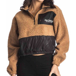 Paco & Co Γυναικείο Αθλητικό Crop Top με Κουκούλα Καφέ 218231-03