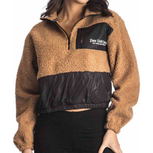 Paco & Co Γυναικείο Αθλητικό Crop Top με Κουκούλα Καφέ 218231-03 Paco & Co Γυναικείο Αθλητικό Crop Top με Κουκούλα Καφέ 218231-03