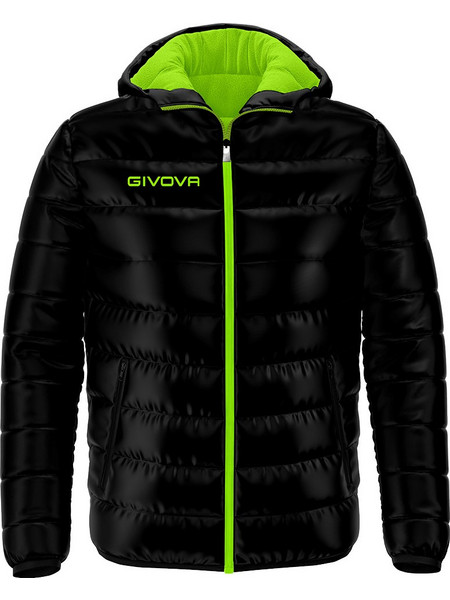 Givova Αθλητικό Παιδικό Μπουφάν Χειμωνιάτικο Softshell Αδιάβροχο Αντιανεμικό Μαύρο Lime G013-1034