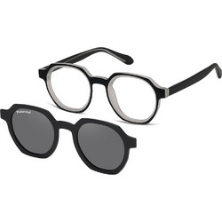 Sunoptic TRC30A49 Ανδρικός Σκελετός Γυαλιών Οράσεως με Clip-On Κοκάλινος Μαύρος